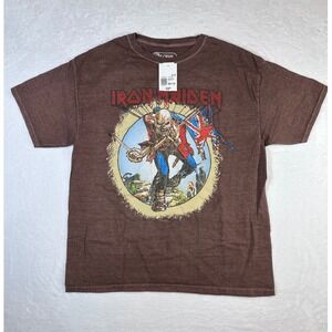 Forever 21 Iron Maiden The Trooper Graphic T-Shirt Brown Mineral Wash 0X 1X NEW